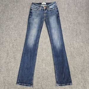 BKE Stella Jeans Womens 26x32 Blue Slim Fit Low Rise Straight Leg Distressed